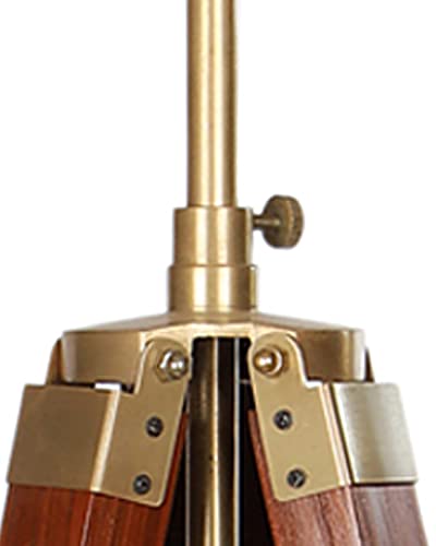 Image of Homesake Tripod Floor Lamp with Shade Wooden, Brass Finish Industrial Nautical Marine Decorative Lamp (Beige)