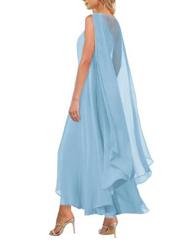 Image of Aisbei Women's Elegant One Shoulder A Line Flowy Maxi Dress Evening Gowns Party Formal Wedding Guest Dresses with Cape