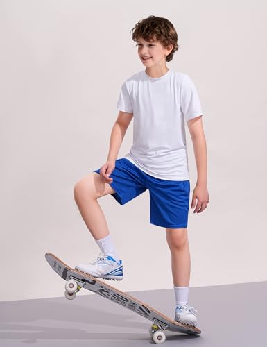 Image of Somaibo Boys Athletic Shorts Youth Quick Dry Soccer Basketball Running Gym Performance Mesh Sports Shorts for Kids