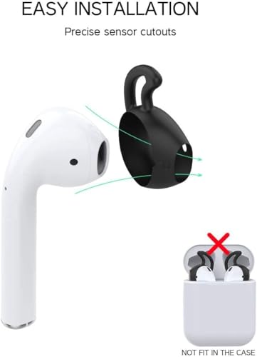 Image of Scalebee Silicone Ear Tips Ear Hooks for Apple AirPods /EarPods, Black | Soft Covers, Anti-Slip Sport, Anti-Drop, Gel Headphones Tips