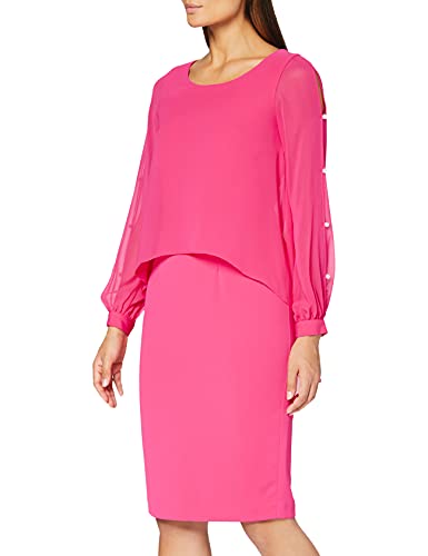 Gina Bacconi Abito Cocktail In Pizzo E Crêpe, Giogo Ricamato, Vestito Elegante Da Donna