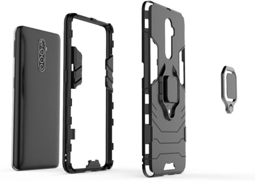 Image of MoreFit Shockproof Soft TPU and Hard PC Back Cover Case with Ring Holder for Realme X2 Pro - Black