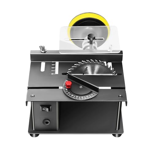 Mini Table Saw Multifunctional 7-Speed Sliding Bench Saw Grinder for Woodworking 4200-8500rpm for Cutting Sanding
