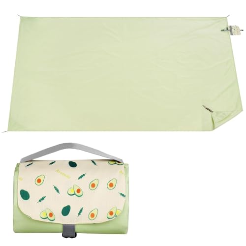 Ainiv Picknickdecke, wasserdichte Stranddecke mit Tragegriff, Faltbare Tragbare Waschbar Stranddecke Sandfreie, Outdoor Decke in Grün für 1-2 Personen für...