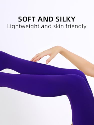 Image of Women's 80 Denier Semi Opaque Tights High Waist Soft Solid Color Footed Pantyhose