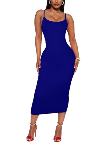 Image of Women's Midi Bodycon Tight Dress - Spaghetti Strap Summer Casual Leopard Cheeath Print Club Party Long Fitted Slip Dresses