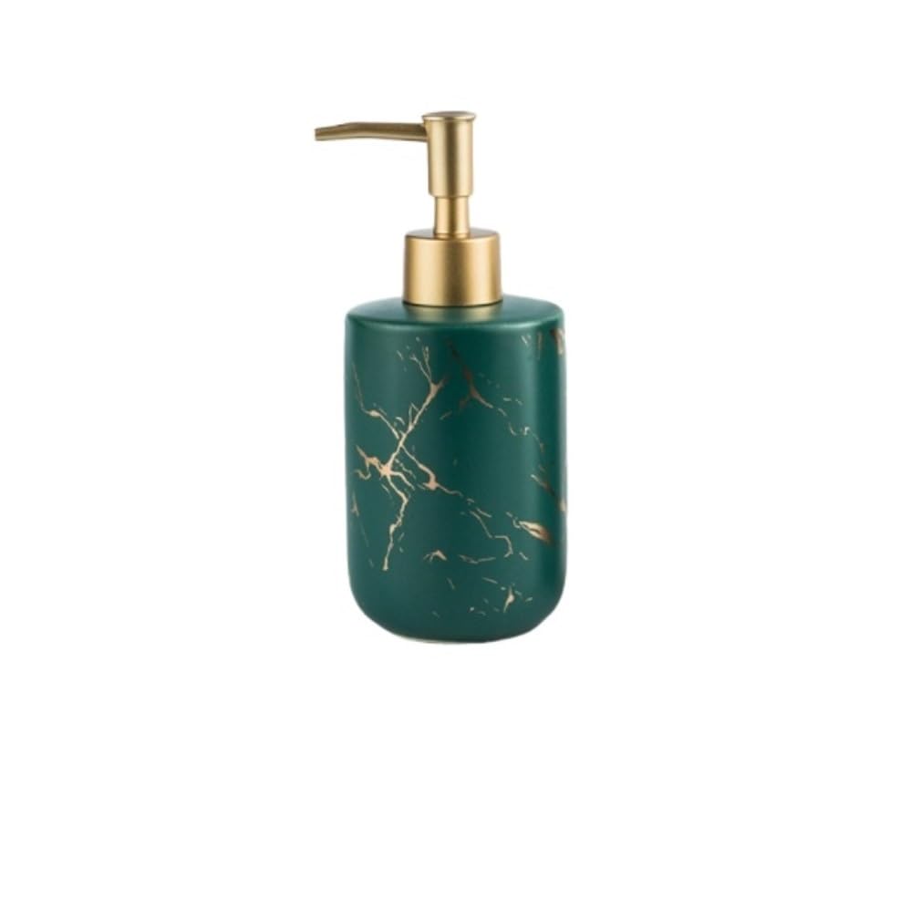 Distributeur Savon Conditionner Distributeur De Savon en Céramique avec Pompe, Bouteille Liquide Décorative Vide Rechargeable Shampoing Douche(Grün)