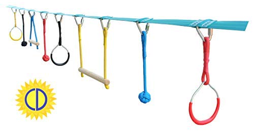 ChooseDaily 40 Foot Ninja Obstacle Course for Kids and Adults | Backyard Ninja Warrior Course with 8 Obstacles | Monkey Bar Slackline with Ideal Ninja Warrior Training Equipment
