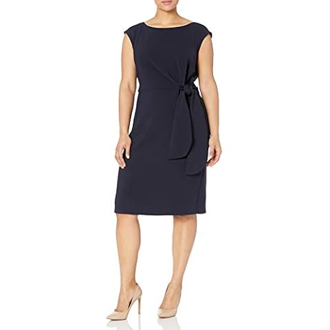 Tahari ASL Women's Side Tie Pencil Skirt Dress, Navy, 12 Cover