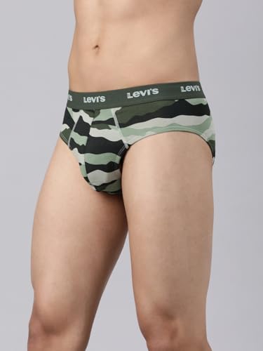 Image of Levi's 021 Brief for Men | Cotton Stretch Fabric | Printed Men's Underwear | Breathable | Anti-Roll Waistband | Extra Supportive Gusset | Functional Fly | Dual Layer 3D Pouch | Tagless | Pack of 3