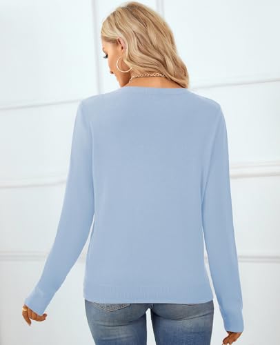 Image of QUALFORT Women's 100% Cotton Sweater, Basic Lightweight Long Sleeve Pullover