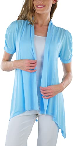 Image of ToBeInStyle Womens Open Front Casual Shrug Lightweight Layering Cardigan Sleeveless or Short Sleeve