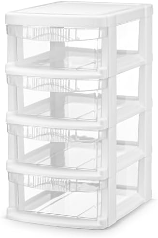 Amazon.com: Mini Plastic Stacking Desk Top 4-Drawer Storage Organizer ...