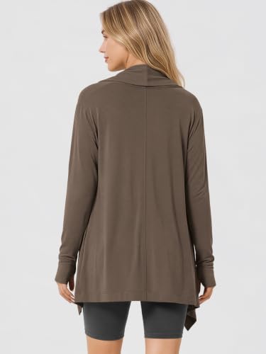 Image of ODODOS Women's Drape Open Front Cardigans Cozy Soft Long Sleeve Casual Wrap Outerwear with Pockets Thumb Hole