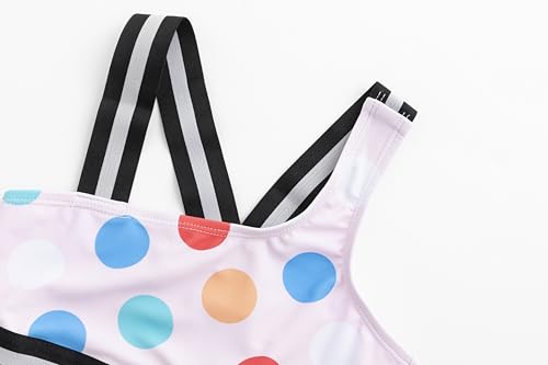 Image of LIZENS Girls Two Piece Polka Dots Swimwear 2-12Years Bikini Set One Shoulder Beach Bathing Suit for Kids Swimsuit