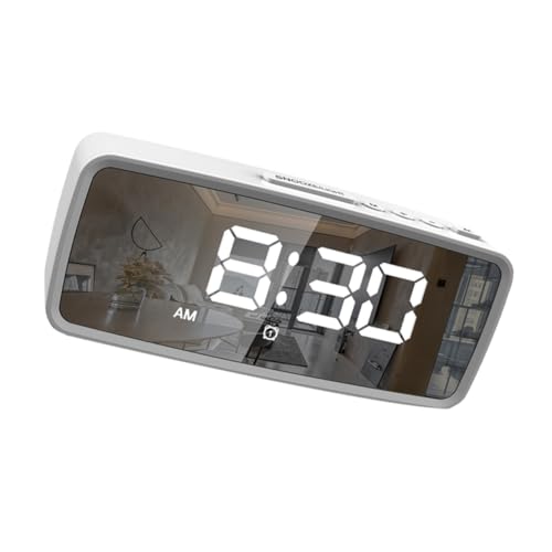 ROMISBABA 電子多機能目覚まし時計 ポータブル軽量 卓上鏡付き 電子アラーム 多用途デジタルクロック 家用シンプルデザイン