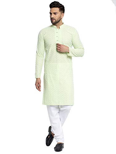 Image of Jompers Men's Embroidered Pure Cotton Kurta Pyjama Set.