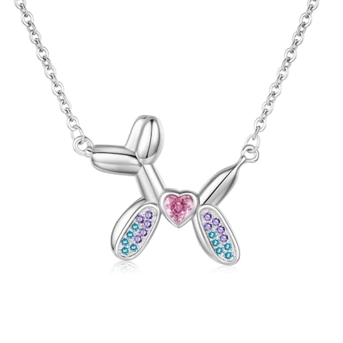 Collier en argent sterling 925 massif pendentif chiot ballon 3D