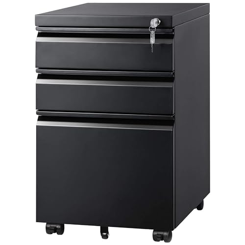 DEVAISE 3 Drawer Mobile File Cabinet Under Desk Office, Fully Assembled Except Casters, Letter/Legal...