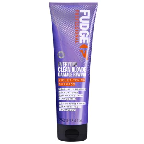 Fudge Professional Everyday Clean Blonde Damage Rewind Shampoo Daily Purple Toning for Blonde Hair Bond Repair Technology 250 ml