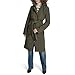 DKNY Women's Hooded Belted Trench Coat – Long Water-Resistant Lightweight Jacket with Pockets, Loden, M