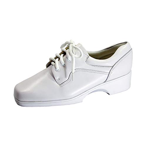 24 Hour Comfort Cherie (2840) Womens Wide Width Leather Lace-Up Oxford Shoes White 11