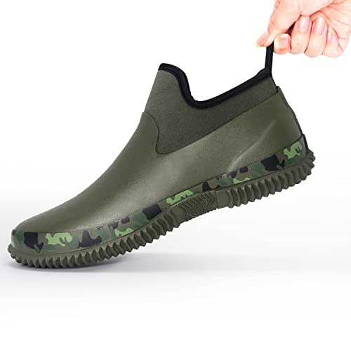 Unisex Waterproof Garden Shoes Ankle Rain Boots Mud Muck Rubber Slip-On Footwear with Comfort Insole for Women Men2