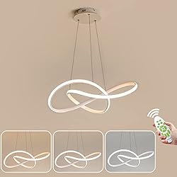 Lamparas Araña Led Lámpara De Araña LED Moderna, 37W 3300LM Lámpara Colgante Simple Creativa, Lámpara De Mesa De Comedor Regulable 3000K-6000K, Lámpara De Techo De Sala De Estar, Dormitorio, Lámpara De Comedor, blanco