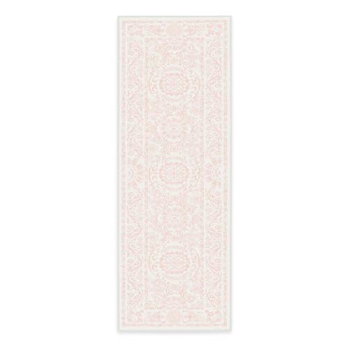 Ruggable Washable 2x7 Runner Rug, Delphina Powder Pink, Premium Rugs for Hallway, Kitchen, Entryway, Living Room, Bedroom, Office with Gripper Non Slip Pad