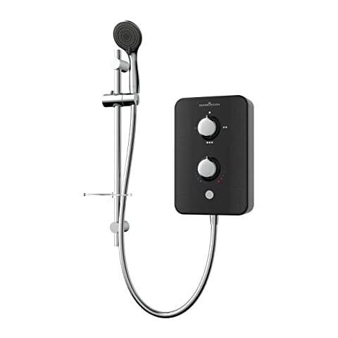Gainsborough Slim Duo 9.5kW Electric Shower Piano Black 3 Spray Mode Head Adjustable Handset With Hose Rub Clean Nozzles Bathroom IPX4 Cover