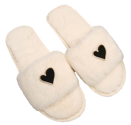 Alloy Hearts Home Slippers for Women Men Indoor Cozy Fuzzy Open Toe Bedroom Slipper