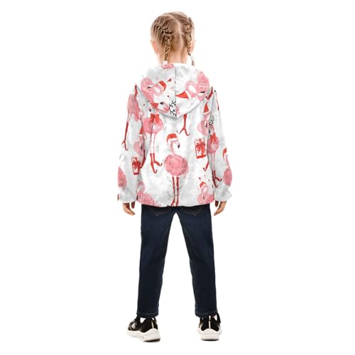 OTVEE Christmas Winter Flamingos Kids Hoodie Jacket Fall Spring Full Zip Warm Outwear Coat4