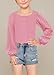 Geckatte Girls Long Sleeve T-Shirts Lace Crewneck Casual Plain Stretchy Ribbed Knit Blouses Tops 5-14 Years Pink