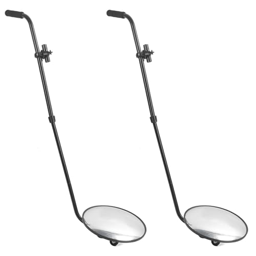 Cwmiibili 2X Undercarriage Inspection Mirror,Magnifying Under Vehicle Inspection Security Mirror Foldable Adjustable Angle