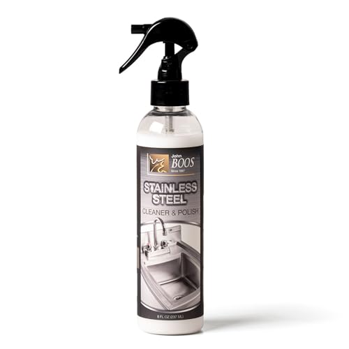 Image of John Boos Stainless Steel Cleaner with Fine Mist Spray, Lavender Scent, 8 oz - Streak-Free Cleaning Polish & Stain Remover for Stoves, Ovens, Sinks, & Kitchen Surfaces