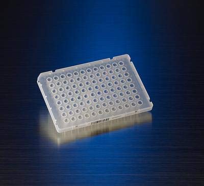 Corning Axygen PCR-96M2-HS-C-PBC Clear 96 Well PCR Microplate with Bar Code, Half Skirt, Nonsterile, 50 mL Volume (Pack of 50)