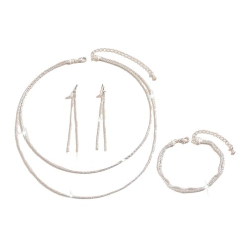 XFSRG 3 Pezzi Gioielli Donna Multistrato Brillanti Collana Bracciale Orecchini