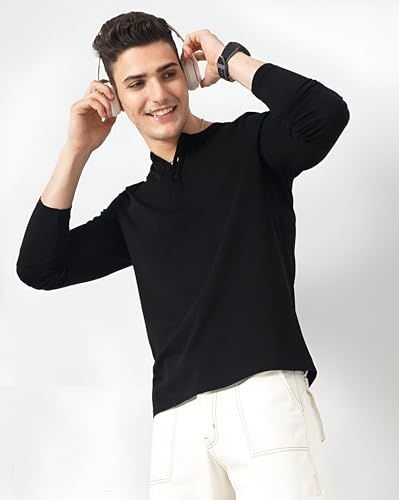 Image of LAZYCHUNKS Luxury Men's Full Sleeve Henley T-Shirt - Soft, Breathable, Stylish (Men's Henley T-Shirt), Great for Party and Casual wear