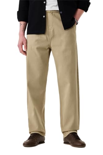 Image of SNITCH Men Casual Jeans | Relaxed Fit Straight Leg Washed Pattern & Drawstring Closure | 100% Cotton Denim Fabric for All Day Comfort & Everyday Wear