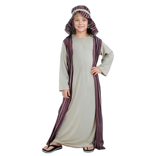 Festmode, barnkostym, herde, vägg, krubbspel, bibelfigur, schäfer, karnevaldräkt, julkostym för pojkar, flickor, medeltida kostym, lekoutfit, 2 st