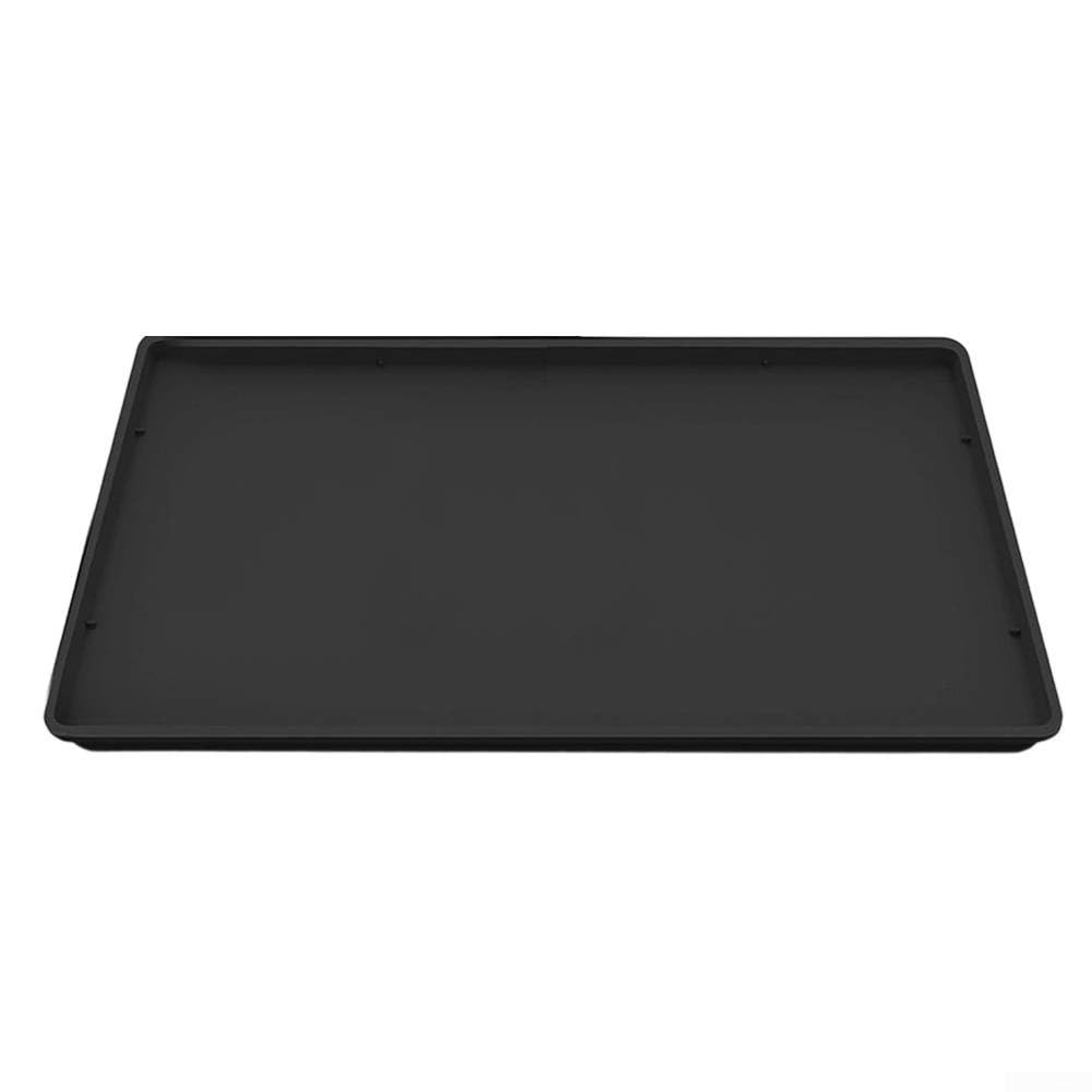Tappetino in silicone per macchina da caffè, 40 x 50 cm, antiscivolo, con bordi rialzati, impilabile, resistente al calore, per piano di lavoro (nero)