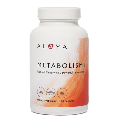 Alaya Naturals Metabolism+ Natural Energy with Green Tea Cinnamon Beet Root Caffeine Non-GMO 90 Capsules