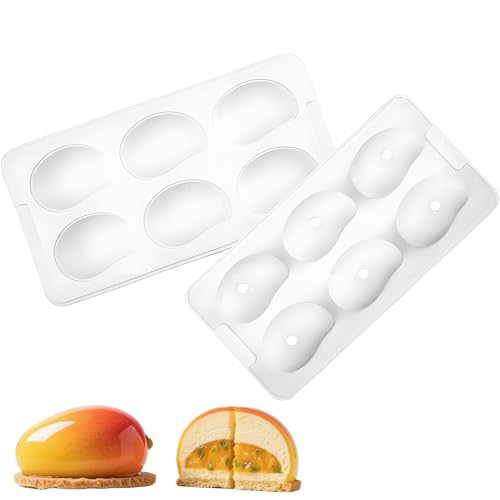 QIUMING Molde de silicona con forma de frutas fresa de mousse de silicona Molde para Tarta de Mango fácil de desmoldar Moldes de Chocolate postres pudín Pastel Mousse para Navidad (Mango)