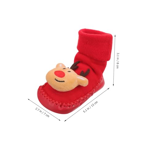 ABOOFAN 1 Pair Christmas Baby Socks Shoe Anti-skid Santa Toddler Slipper Socks Soft Warm Winter Floor Socks Christmas Gift for Infant Newborn(12-24Months)2