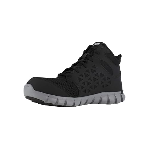 Image of Reebok Mens Sublite Cushion Mid Slip Resistant Alloy Toe Work /Duty - Black | Safety Work Shoes