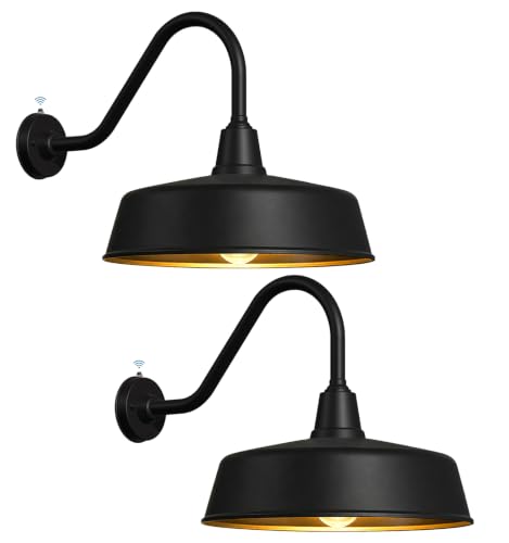 Image of JOESA 15 inch Large Outdoor Barn Lights, Dusk to Dawn Gooseneck, 2-Pack
