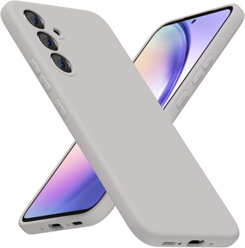 Image of DIZORO Microfiber Candy Case for Samsung A35 5G Smooth Touch Cushion Liquid Soft Silicone Gel Rubber Phone Cases Non-Slip Full Body Protective Shockproof Back Cover - Titanium