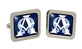 Cuadrado de 20 mm Giftshop - Gemelos cuadrados entrelazados alfa omega en caja cromada