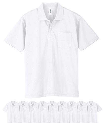 (グリマー)glimmer 00330-AVPドライ ポロシャツ 半袖 (ポケット付)10枚セットメンズ (ホワイト,3L)