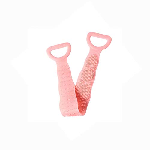 Shower Back Cleaning Scrubber,Cleaning Shower Strap,Double-Sided Washing Towel Scrubber,Easy to Store,Soft,Long Lasting Skin Health(1 Pack,Pink)